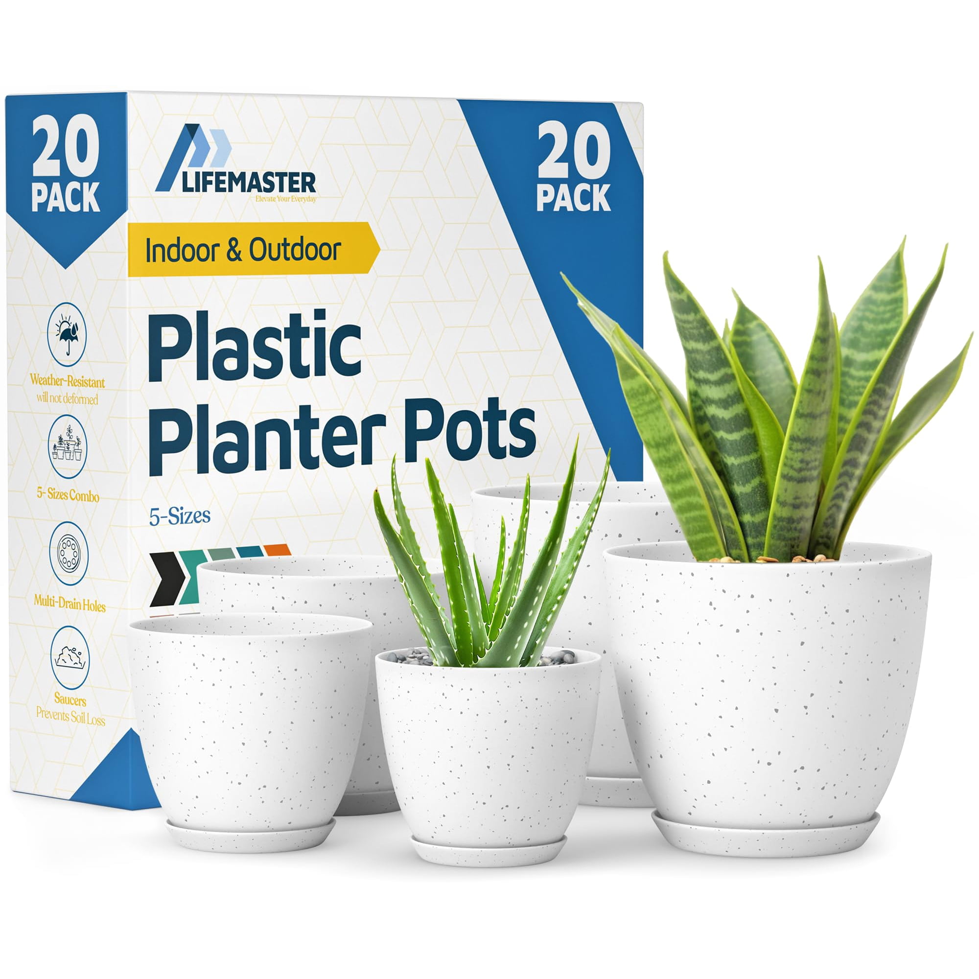Lifemaster - Macetas Apilables 20 Unidades Para Interior Y Exterior