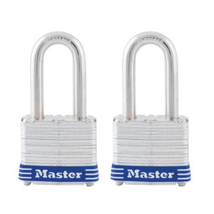 Padlock Master Lock 3Tlf De Acero Laminado Con Llave, Paquete De 2