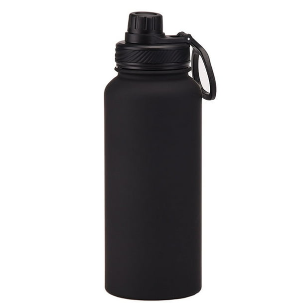 Botella de agua deportiva de acero inoxidable de 1L, termo de gran capacidad, taza de agua portátil para exteriores con asa