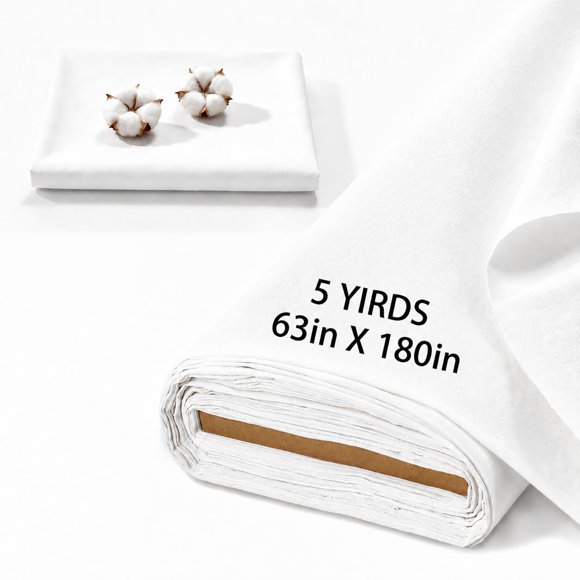 Tela ARKBAODAN 160 cm 100 % algodón 5 yardas blanca
