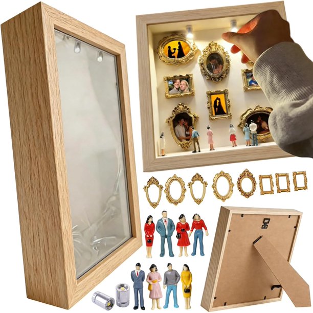 Set mini marcos fotos dorados museo nosotros caja silueta DIY 8 figuras 11 marcos