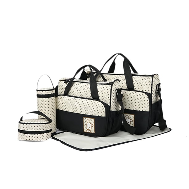 Juego De Bolsa Para Cambiar Pañales, Bolso De Mano Moderno Para Mamá Para Trabajar, Viajar Al Aire Libre, Negro