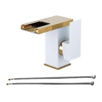 Bothyi - Baño Lavabo Grifo Cascada Latón Vanidad Grifo Baño Lavabo Mezclador Grifos Oro Blanco