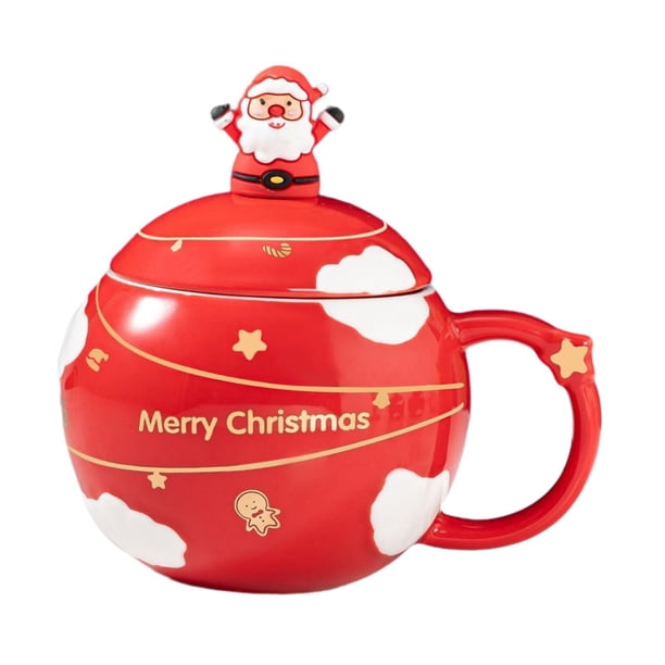 Taza De Cerámica Navideña, Taza Para Beber, Taza Para Amigos, Niños, Niñas, Niños Y Adultos, Color Rojo