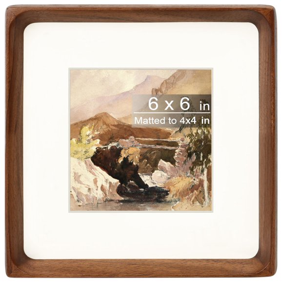 Marco de fotos Gdfmsc 15 × 15 cm para fotos 10 × 10 cm, madera de nogal