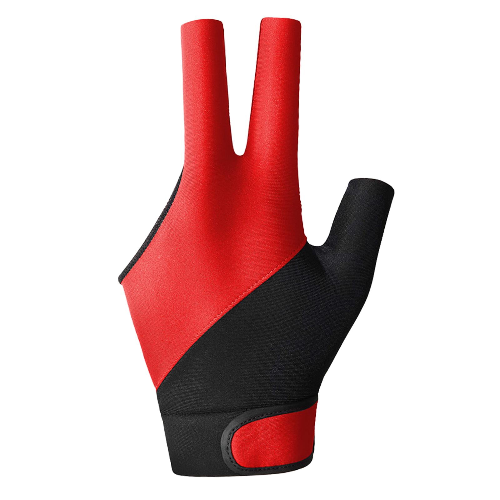 Magideal - Guante De Billar De 3 Dedos, Guantes De Billar, Guante Elástico Duradero Antideslizante Portátil, Guante Para Taco De Billar Para Entrenar, Jugar, Muj Rojo