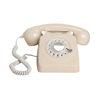 Magideal - Teléfono De Disco Giratorio De Estilo Vintage, Teléfono Con Cable Europeo, Estilo Años 60, Con Campana De Metal, Estilo Retro. Beige