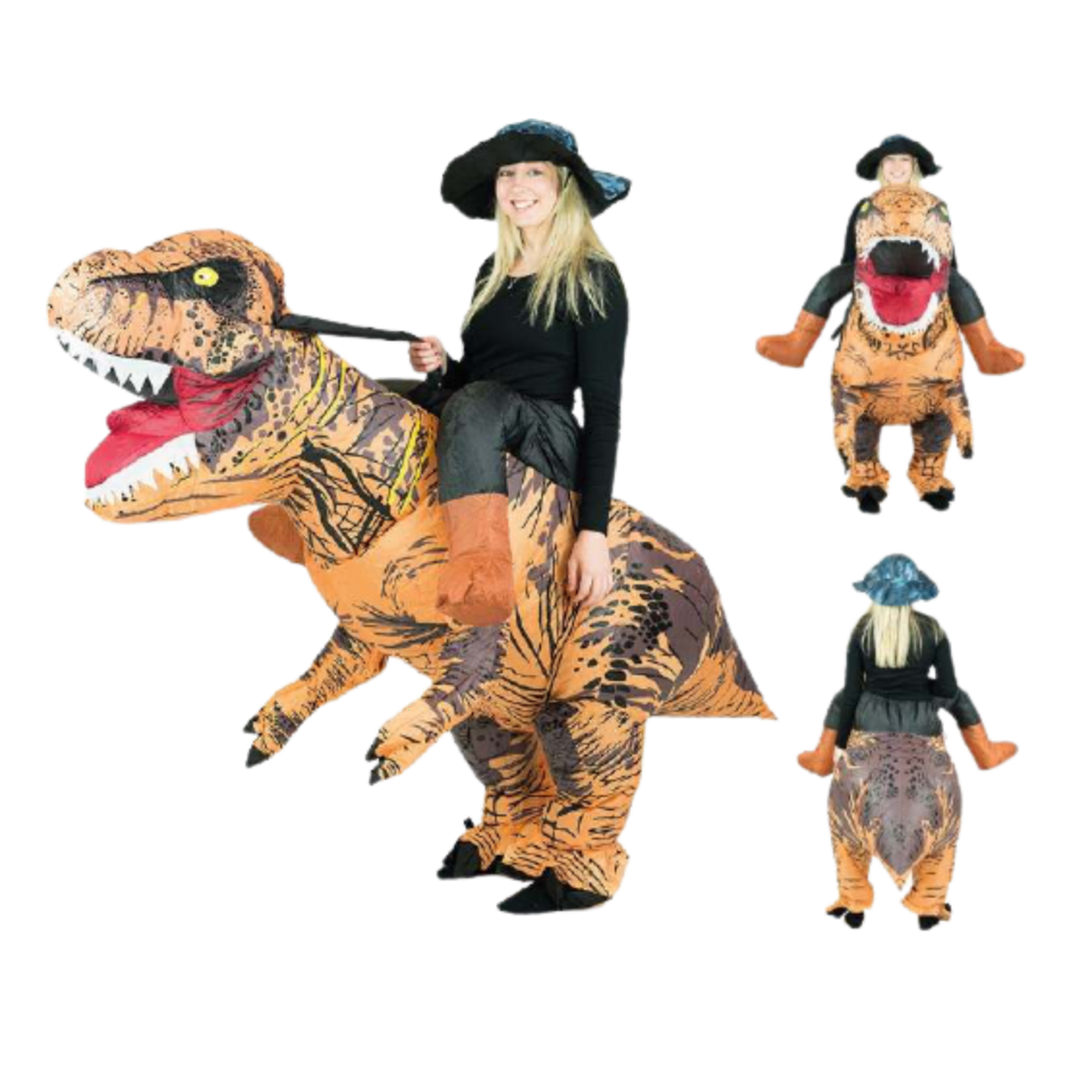 Genérica - Disfraz T-rex Inflable Mas Sombrero