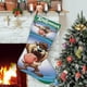 thumbnail image 1 of Taz-Mania Tema: Calcetines de Navidad, fino lino blanco para colgar en escaleras y chimenea, decoración navideña para el hogar, regalo de Navidad. 45cm × 32cm, 1 of 5