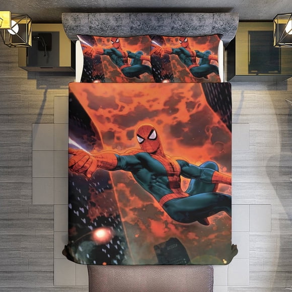 Spider-Man Unlimited 3 Piece Sets Full/Queen Size - Reversible Microfiber Quilts with 2 Shams Soft Lightweight Bedspread Coverlet Comforter for All Season Bed Sheets