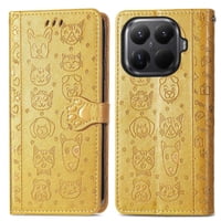 Funda Cartera Foxdock Para Xiaomi 15T Pro , Flip Pu Con Relieve De Gatos Y Perros, Tarjetero Y Soporte