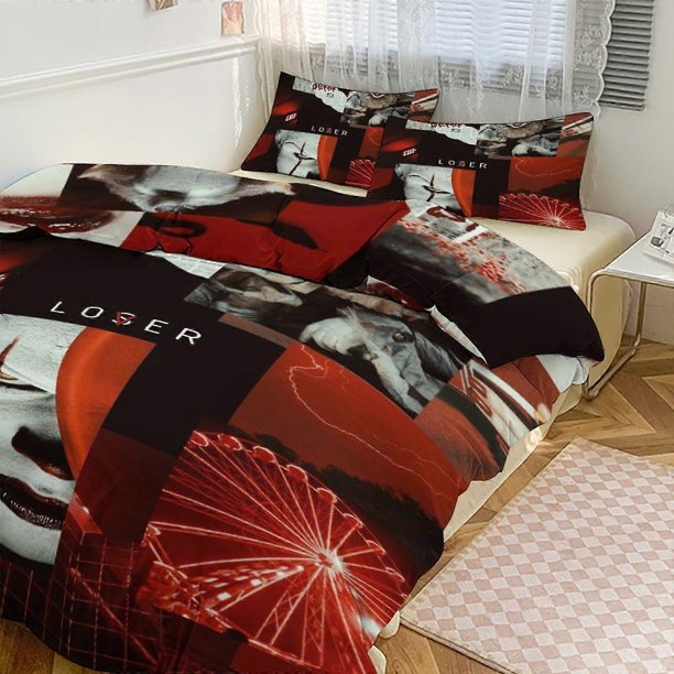Pennywise Print Bedding Set Pattern Duvet Cove Set3 Pieces Quilt Cover And Pillowcases for Women Men Teens