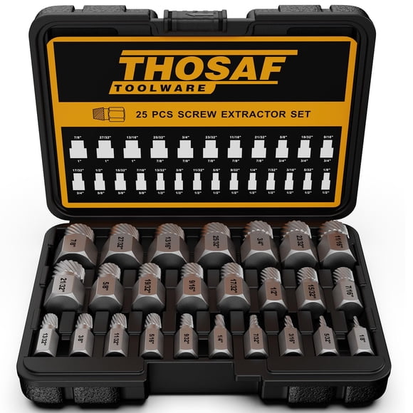 Juego de extractores de tornillos THOSAF, 25 unidades, extractores de pernos fáciles de sacar