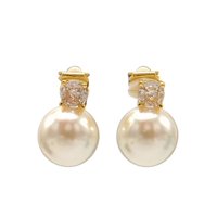 Elbauldejuma - Aros Perla Zircon Chapado En Oro 18K Earcuff Sin Perforacion
