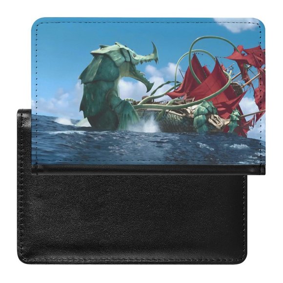 La Bestia del Mar Porta Pasaporte y Cartera de Viaje Premium de Cuero PU, Funda de Pasaporte Bloqueo RFID con Ranuras para Tarjetas de Crédito, Estuche para Libro de Pasaporte para Familia 10cm × 15cm