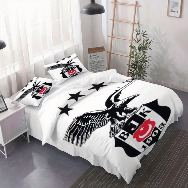 3pcs Be\u015Fikta\u015F Eagle Crest Duvet Cover Set - Duvet Cover + Pillowcase Suitable for Home Bedroom