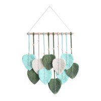Magideal - Tapiz Colgante De Pared De Macramé Con Hojas, Adorno De Pared, Tapiz Tejido Minimalista, Decoración De Pared Bohemia Para Fiesta, Dormitorio, Regalo , Azul