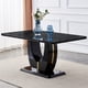 thumbnail image 2 of Modern simple and luxurious Black imitation marble grain MDF dining table,rectangular Office table.Computer Table.Game desk .Dining Table.For dining room, living room, kitchen .63''*37''*30'' F-1280, 2 of 3