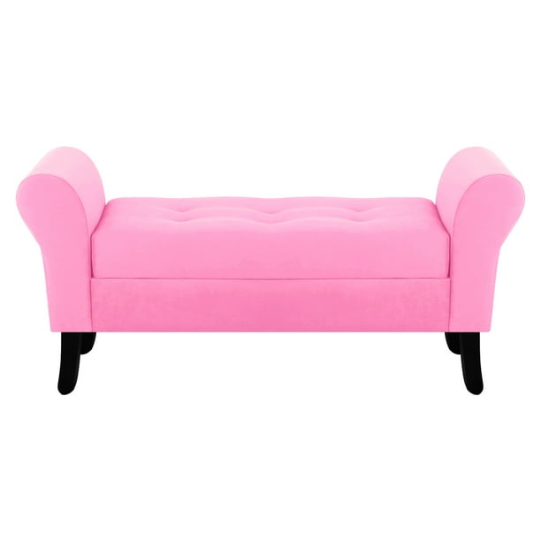 Banqueta Baul Lua 2c Felpa 20 Rosado