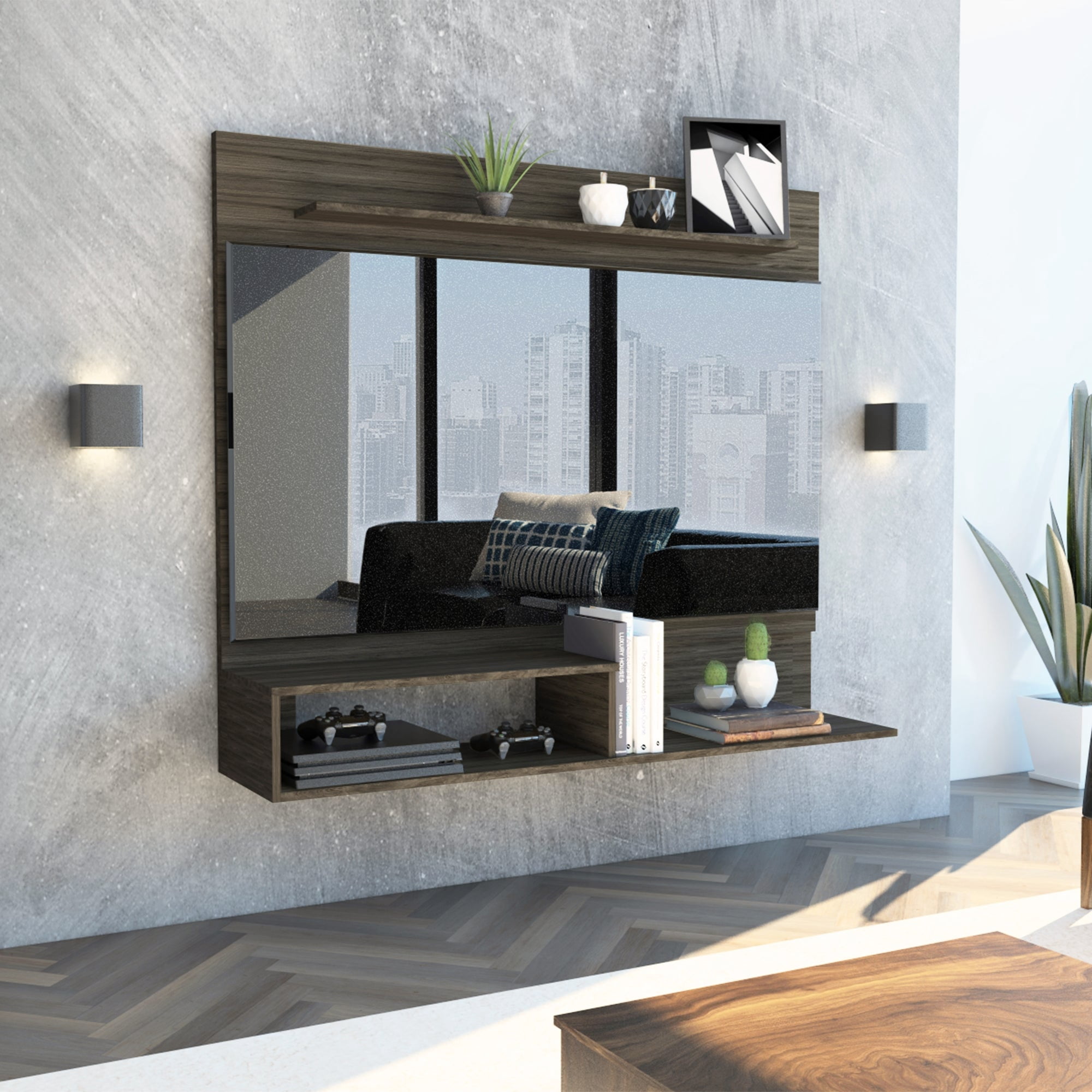 Tuhome - Panel Tv 55" Beijing 120x140x31,5 Cm Coñac