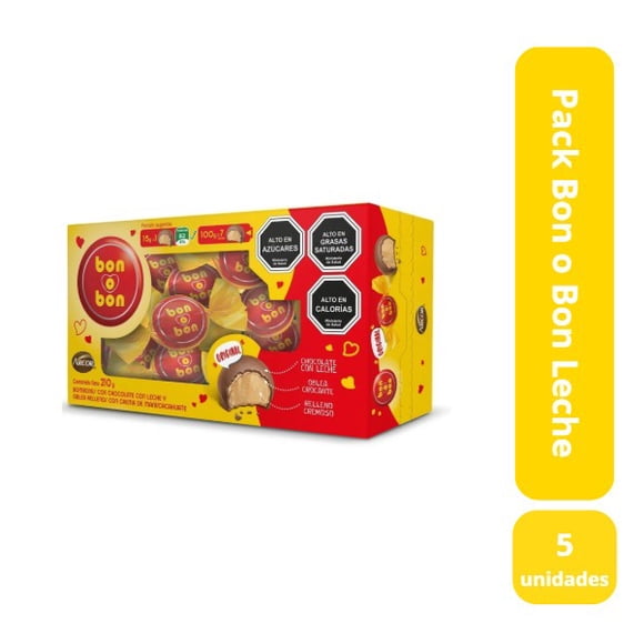 Pack 2 Bombón Bon O Bon Chocolate Leche 30 Un. X 15 Grs