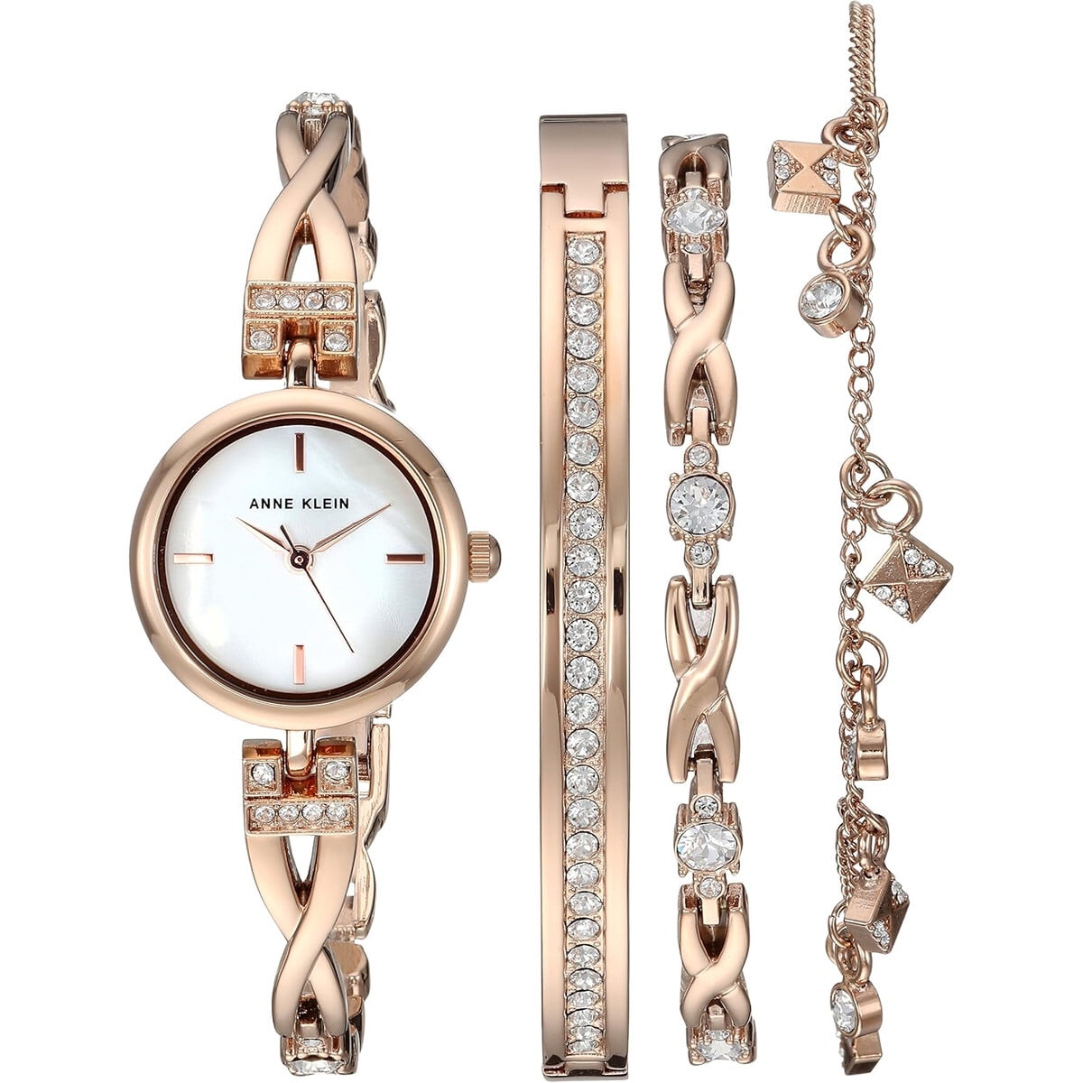 Reloj Mujer Anne Klein Set Cristales Rose Gold 22mm