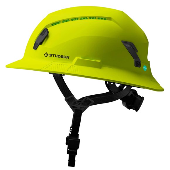 CASCO DE SEGURIDAD STUDSON SHK-1 de ala completa, alta visibilidad, color amarillo
