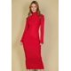 thumbnail image 1 of Saronite Vestido Midi Ajustado de Punto Acanalado con Cuello Alto y Manga Larga Basics, Negro (para Mujer), 1 of 5