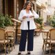 thumbnail image 4 of Agnes Orinda Chaquetas de Talla Grande para Mujer de Escuela y Universidad, Cuello Chal, Botones, Casual, Traje de Trabajo, Chaqueta Peplum, 3X Blanco, 4 of 7