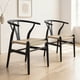 thumbnail image 1 of Pack 2 Sillas Wishbone Madera De Haya Para Comedor Venhoouse Negras, 1 of 8