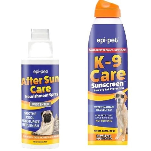 (Paquete Pet CareKit) Protector solar en spray para perros Epi-Pet 100 ml + spray hidratante y after