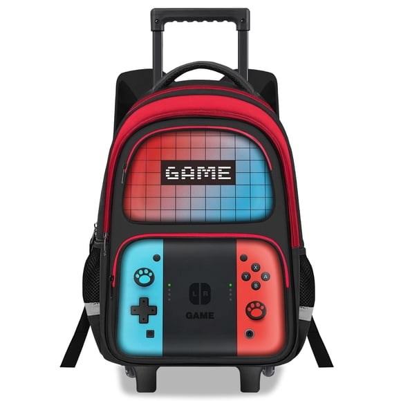 Mochila con ruedas para niños JIRAIKEI 44x20x30 cm, diseño gamer
