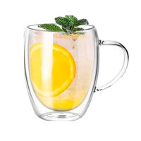Wakeshome - Mug Taza De Café Oz Doble Pared Vidrio Vaso Termico 350Ml