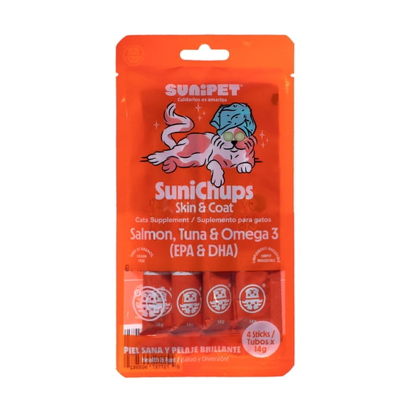 Snack SuniChups Skin & Coat Para Gato 4 Tubos