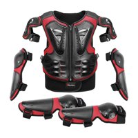 Magideal - Traje De Protección De Motocicleta Para Niños Con Coderas, Rodilleras, Equipo De De Cross, Conjunto De Protección De Conducción Para Deportes Al Rojo