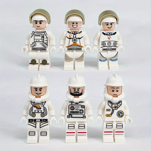 6 Pcs /1 Set Astronaut Little Doll Building Blocks Pilot Astronaut Model Moon Astronaut Children's Puzzle Assembling Toy Gift