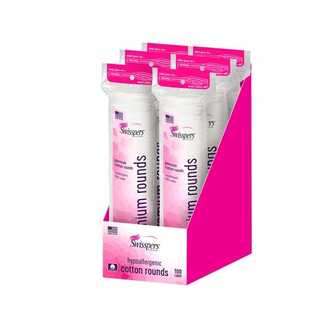 Swisspers - Cotton Rounds Swisppers Premium, 100% Algodón Natural, 600 Unidades