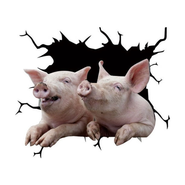 3D Piggy Wall Stickers, Creative Window Static Stickers, Self-adhesive Wall Art Decorations
