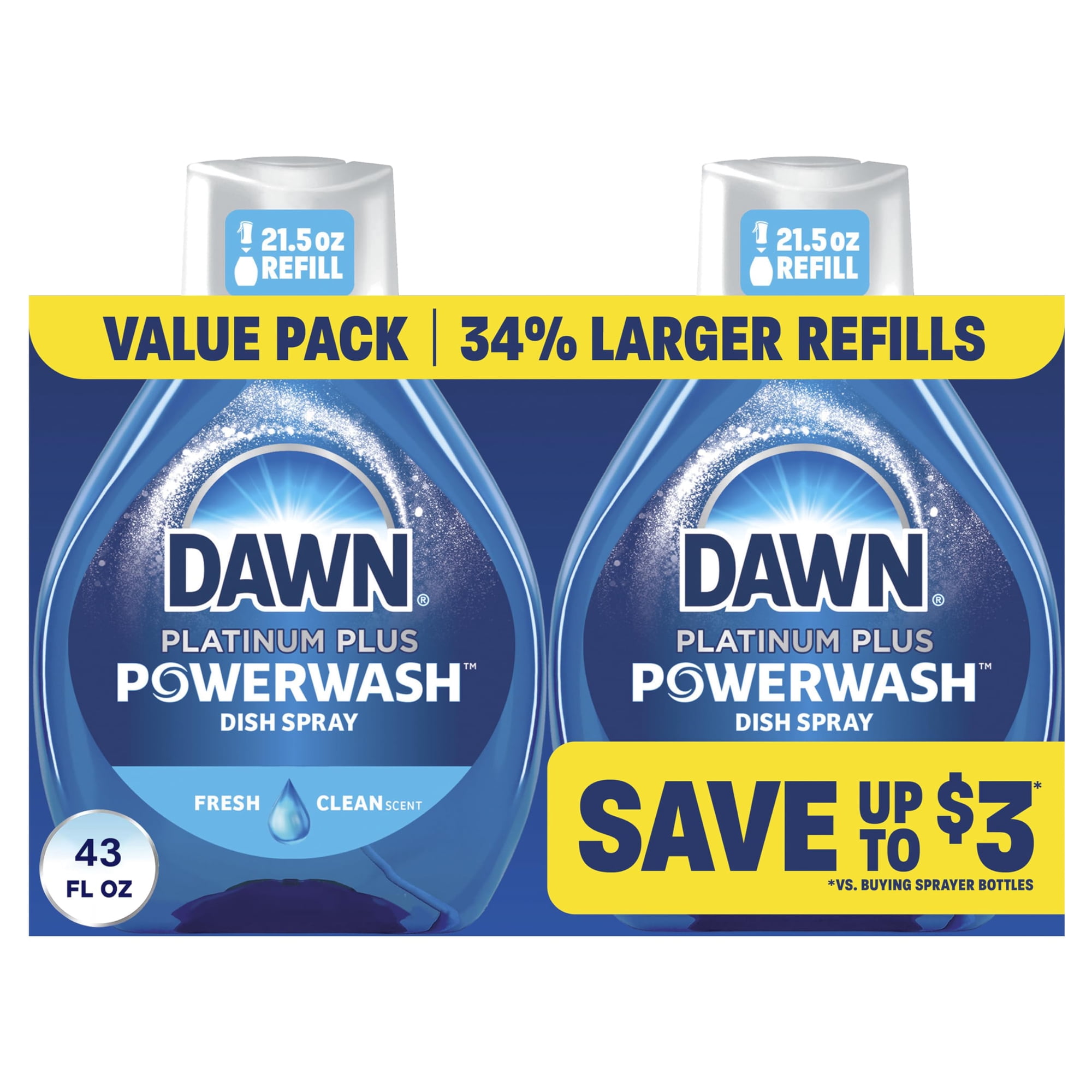 Spray Para Platos Dawn Powerwash Fresh Con 2 Recargas De 2 X 640 Ml