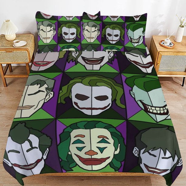Joker Bedding Sets Ultra Soft Skin-Friendly Duvet Cover 3 Piece, Cute Comforter Cover Bed Set for Boys Girls Kids
