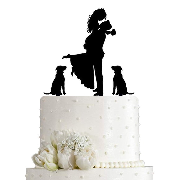 Topper para pastel de boda JIEEIN novios con perros negros