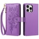 thumbnail image 2 of Funda Billetera Floral en Relieve iphone14 promax con Tarjetero y Cremallera Morado, 2 of 6