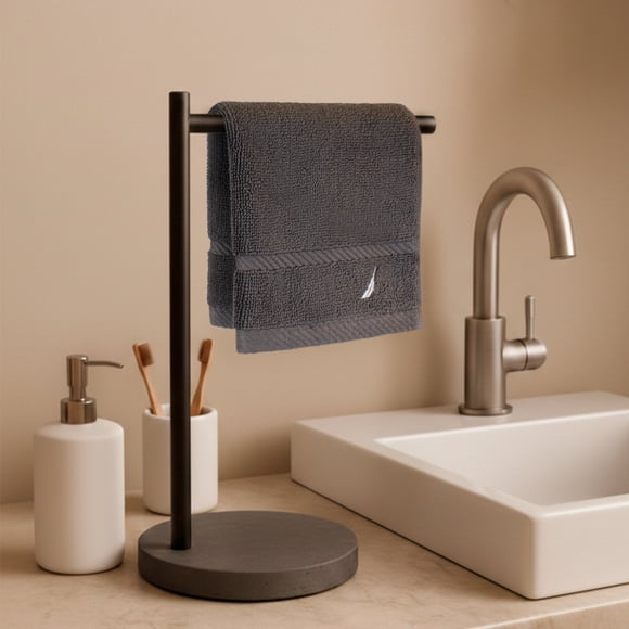 Toalla de cara SIGNATURE Nautica 100% algodón 33x33cm premium gris oscuro