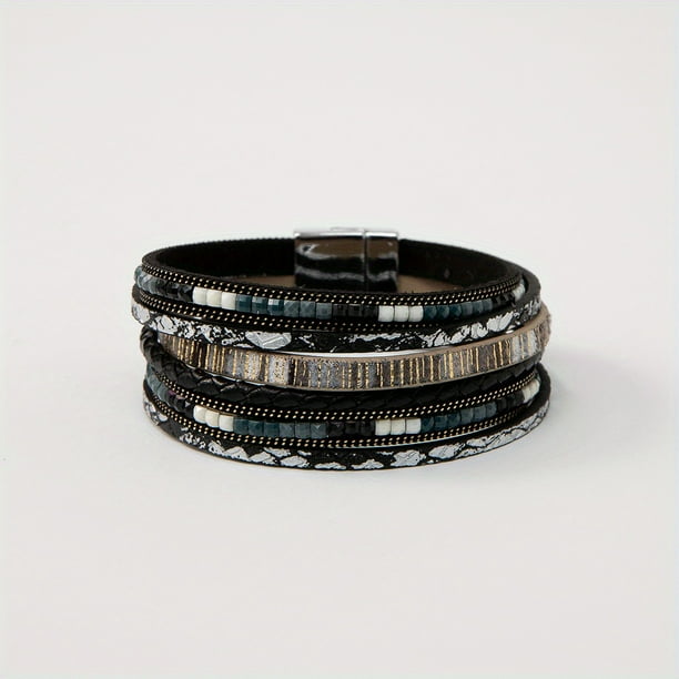 Elevate Your Look with this Stylish Colorful PU Leather Magnetic Buckle Bracelet