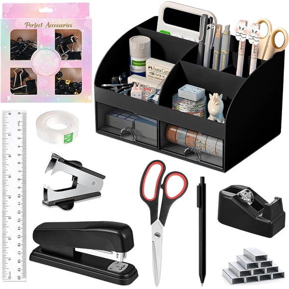 Organizador De Escritorio 10 Pz Negro Abs 21 X 12 X 14 Cm