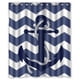 thumbnail image 1 of Cortina de ducha con estampado de ancla de chevrón, azul marino, zigzag, juego de cortina de baño con ganchos, tamaño 60 x 72 pulgadas., 1 of 3