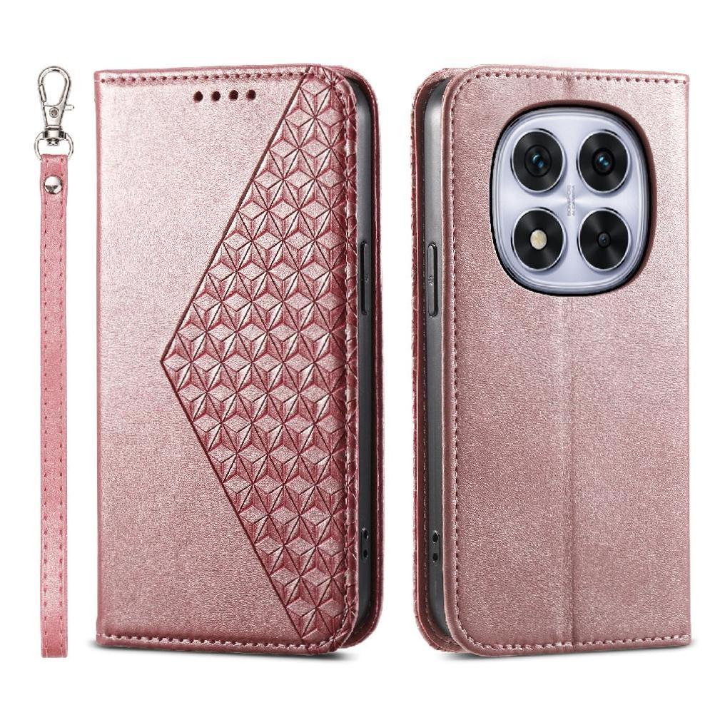 Funda Flip Foxdock Para Xiaomi Redmi Note 15 Pro Plus , Estilo Billetera Con Diseño Rombo, Correa De Mano Y Soporte, Uso Diario