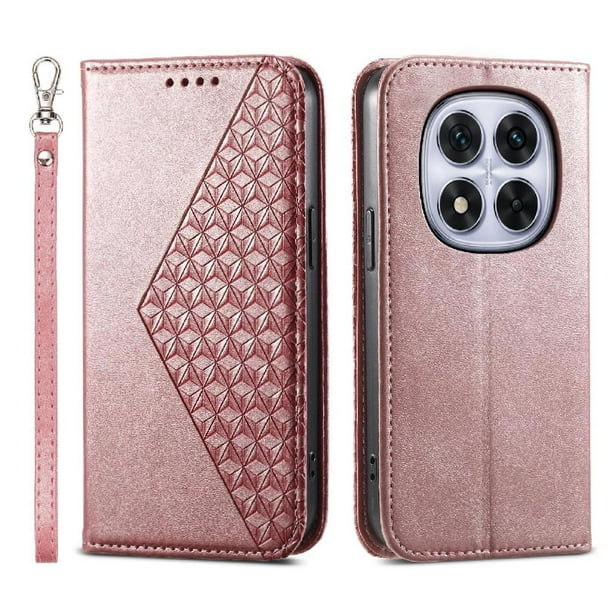 Funda Flip FOXDOCK para Xiaomi Redmi Note 15 Pro Plus , Estilo Billetera con Diseño Rombo, Correa de Mano y Soporte, Uso Diario