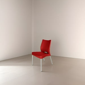 Silla Plástica Roja Con Patas Metálicas Y Filtro Uv Dvp