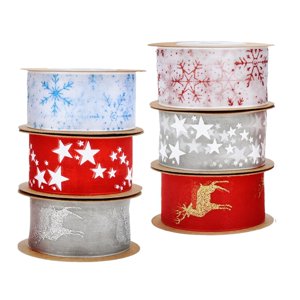 Magideal - 6 Cintas Navideñas Para Envolver Regalos, Bricolaje, Decoración Del Hogar, Copos De Nieve, Estrellas, Alces, Cintas Navideñas Para Cajas De Pasteles,